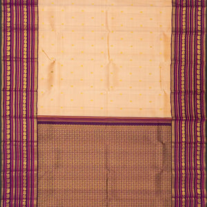 Light Peach Handloom Korvai Kanchipuram Silk Saree With Kamalam Buttas