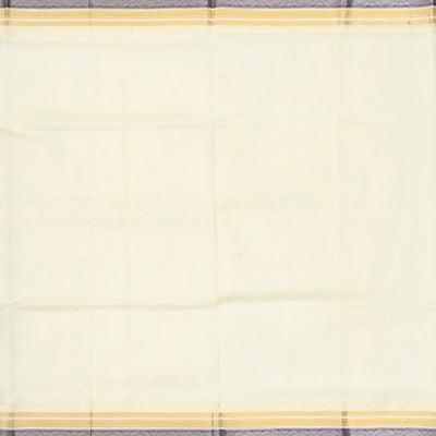 Midnight Blue Handloom Silk Cotton Saree With White Border