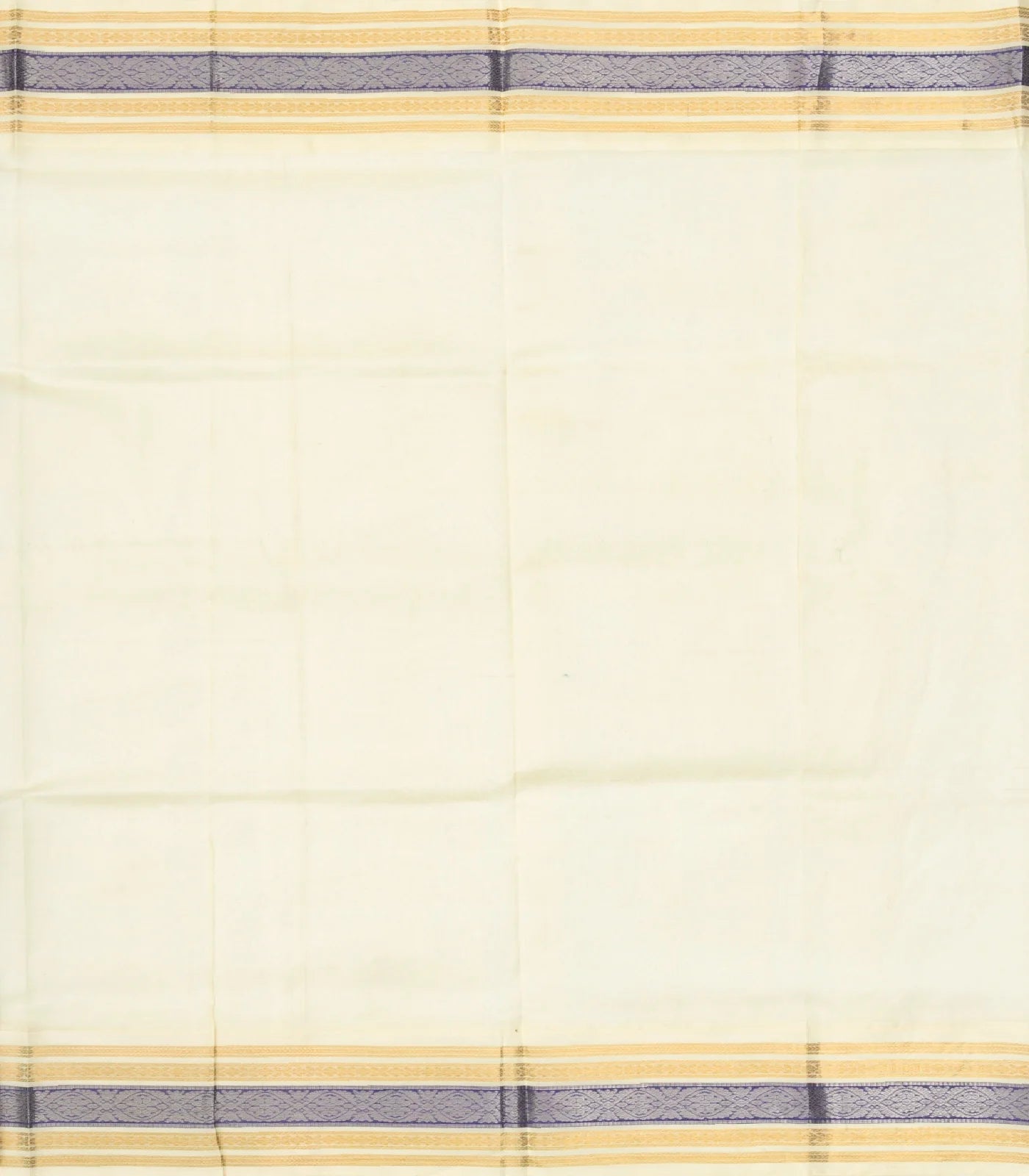 Midnight Blue Handloom Silk Cotton Saree With White Border