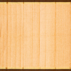 Peach Handloom Kanchi Cotton Saree With Tree Buttas & Brown Border