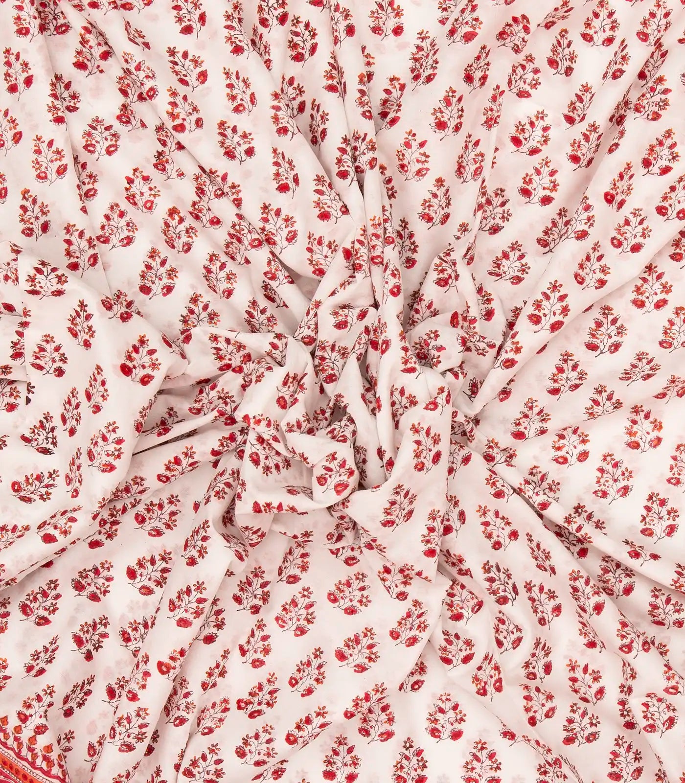 White Woven Jaipur Cotton Saree Printed And Floral  Motifs