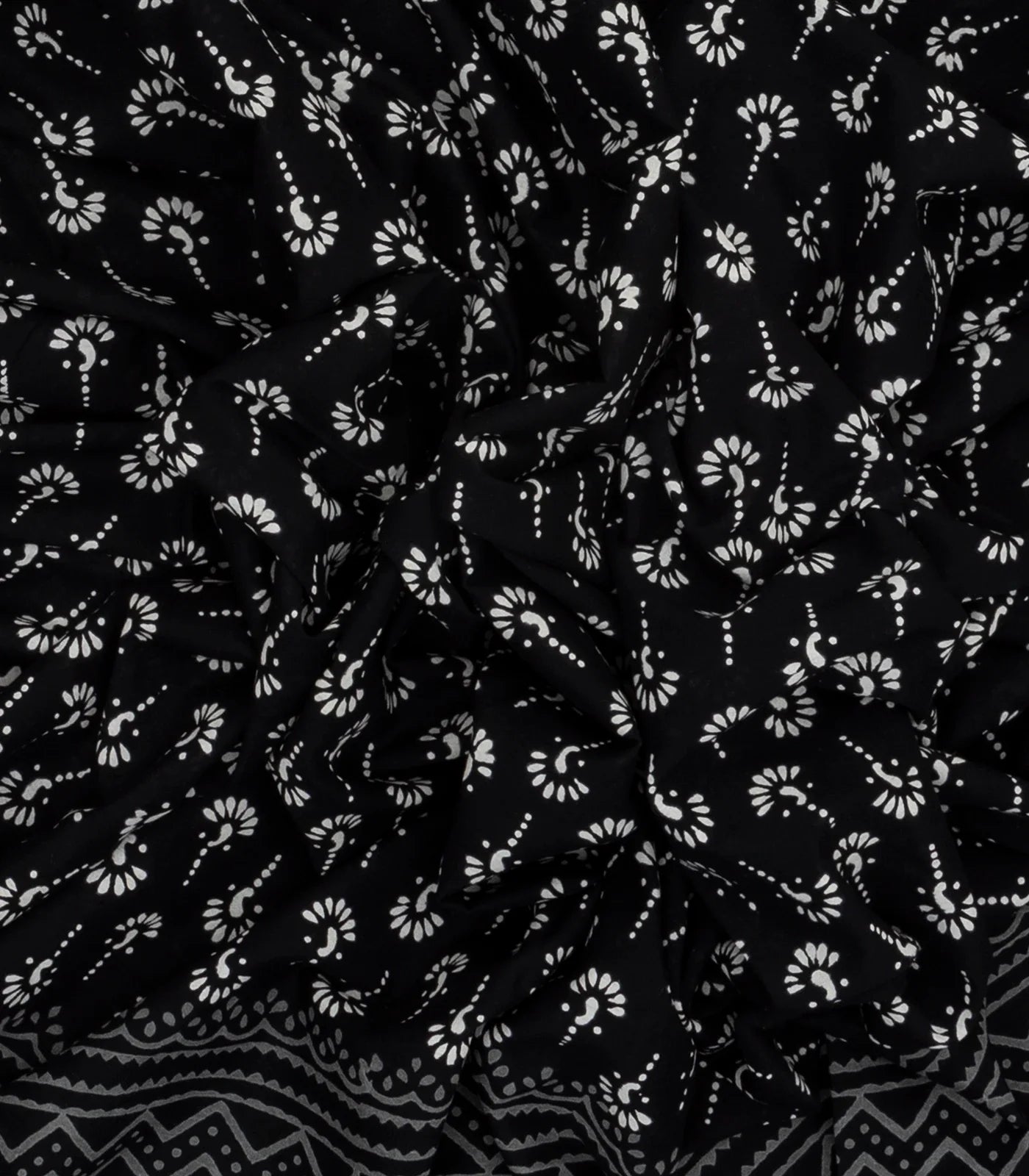 Black Woven Jaipur Cotton Saree Printed And Floral Motifs