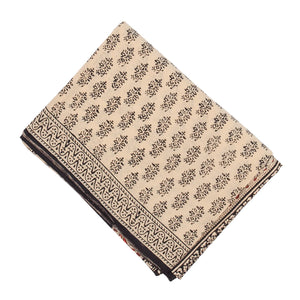 Taupe Woven Jaipur Cotton Saree Printed With Floral Motifs