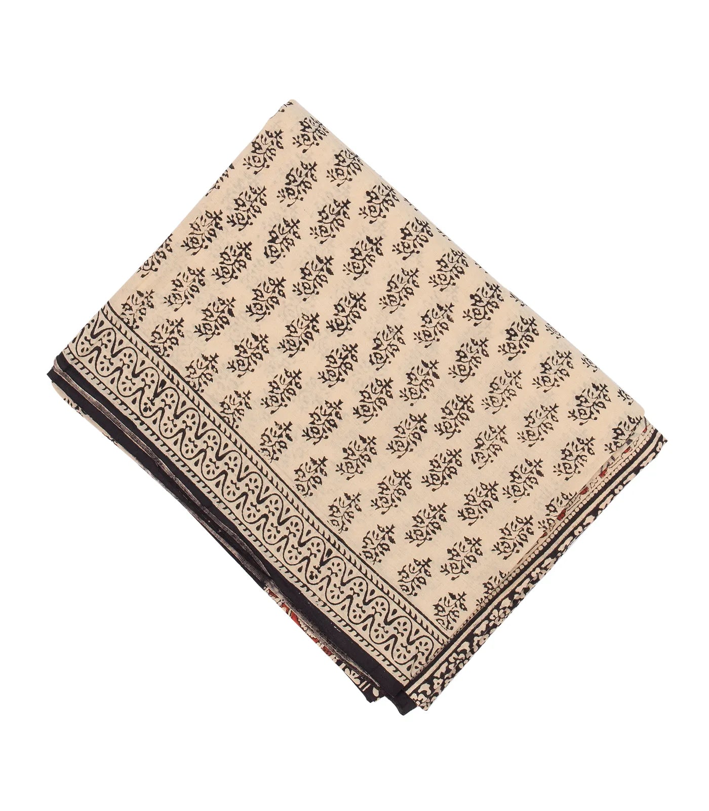 Taupe Woven Jaipur Cotton Saree Printed With Floral Motifs