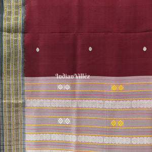 Maroon Single Flower Motif Siminoi Silk Saree