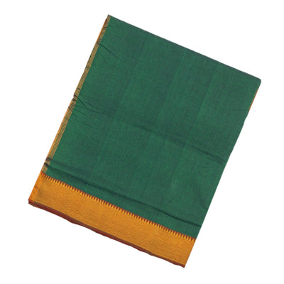 Sea Green Mangalagiri Cotton Saree With Stripes & Zari Border