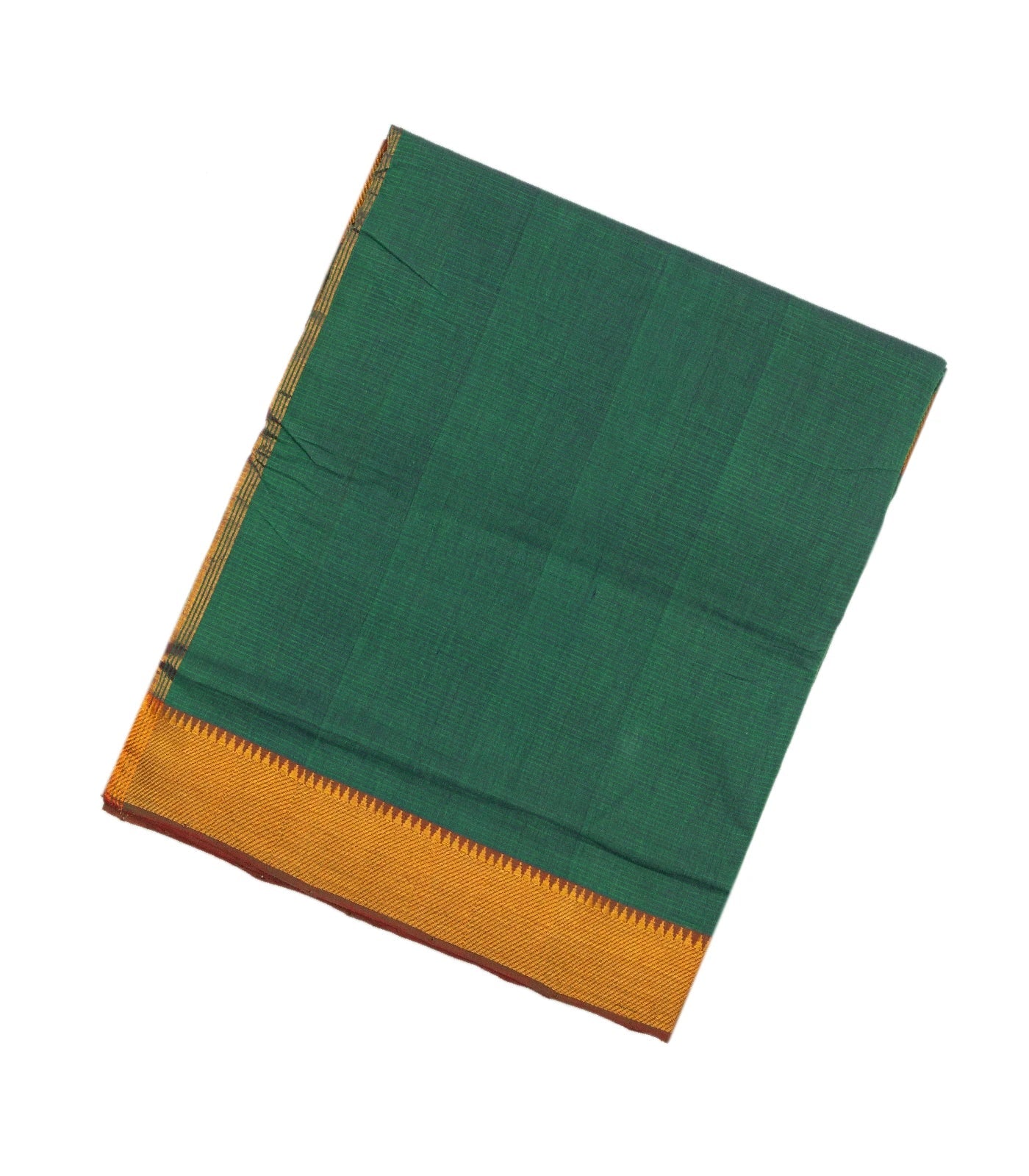 Sea Green Mangalagiri Cotton Saree With Stripes & Zari Border