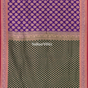 Blue Green Banarasi Handloom Silk Saree