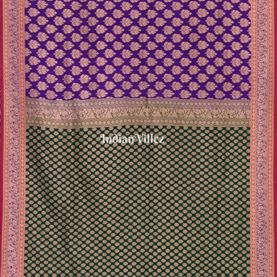 Blue Green Banarasi Handloom Silk Saree