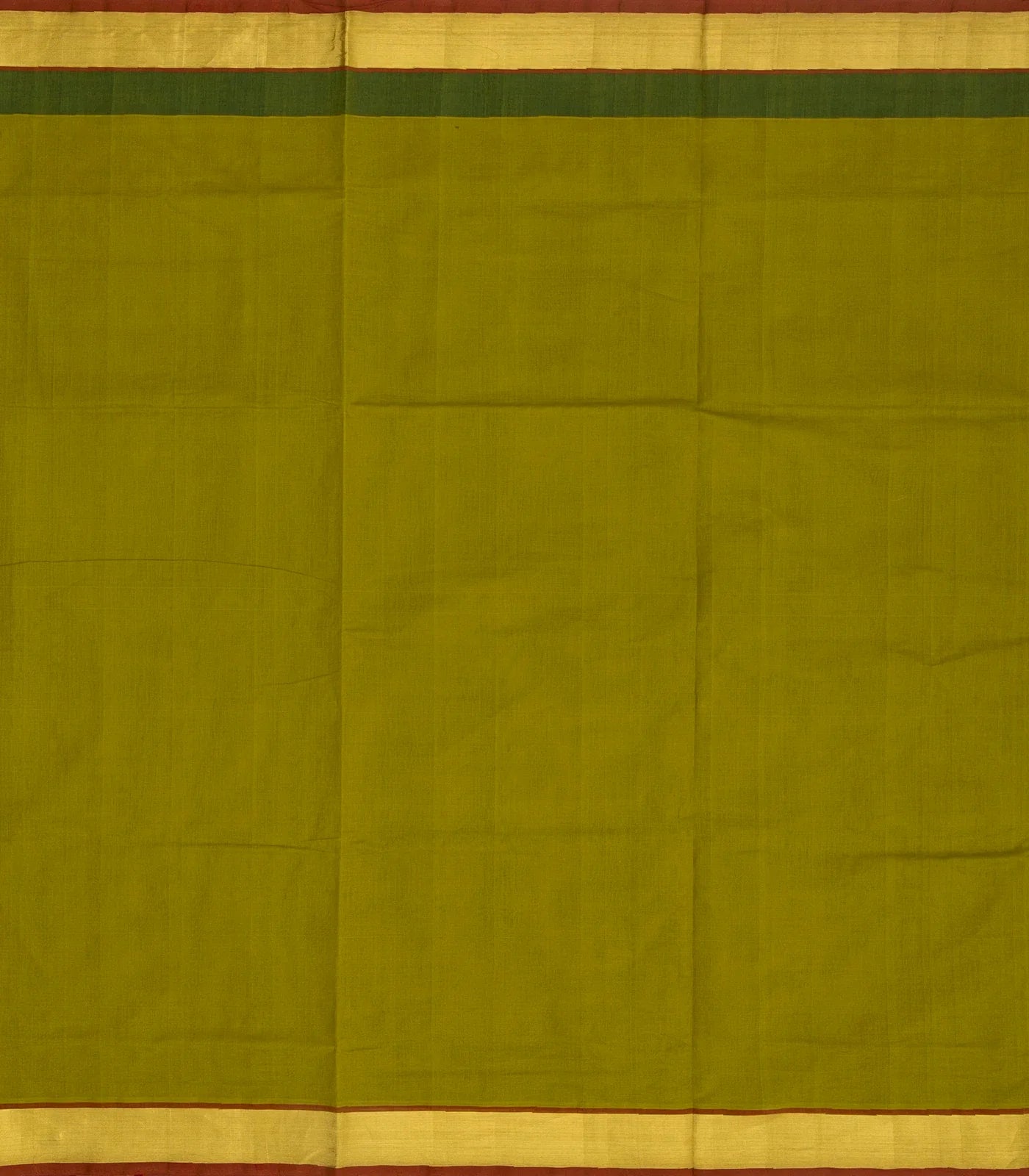 Olive Green Handloom Venkatagiri Cotton Saree With Contrast Border