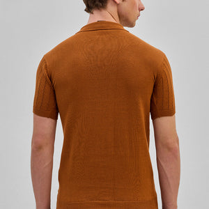 Rust Knitted Polo T-Shirt