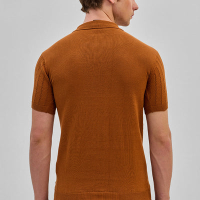 Rust Knitted Polo T-Shirt