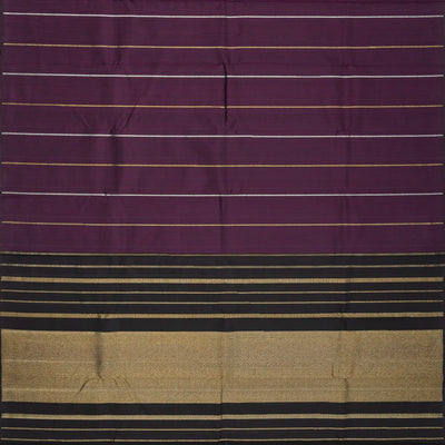 Magenta Handloom Kanchipuram Silk Saree With Stripes