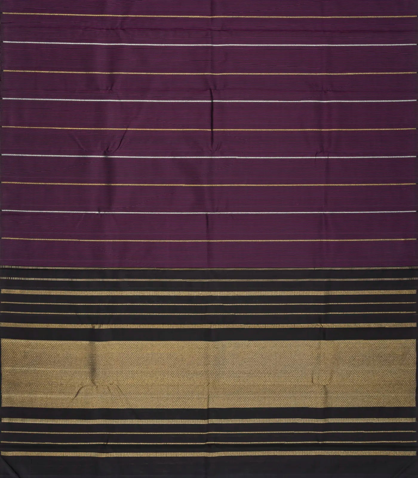 Magenta Handloom Kanchipuram Silk Saree With Stripes