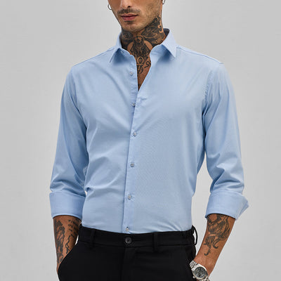 Light Blue Stretchable Slim Fit Shirt