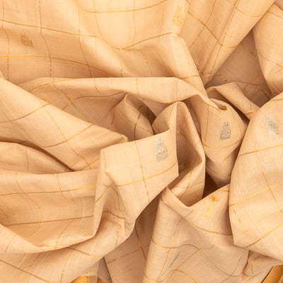 Cream Handloom Venkatagiri Cotton Saree With Checks & Buttas