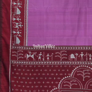Light Violet Contemporary Tribal Silk Saree
