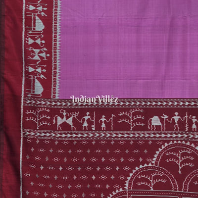 Light Violet Contemporary Tribal Silk Saree