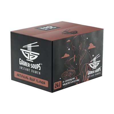 Gamer Soups Instant Noodles - Beef (24 Cup Box)