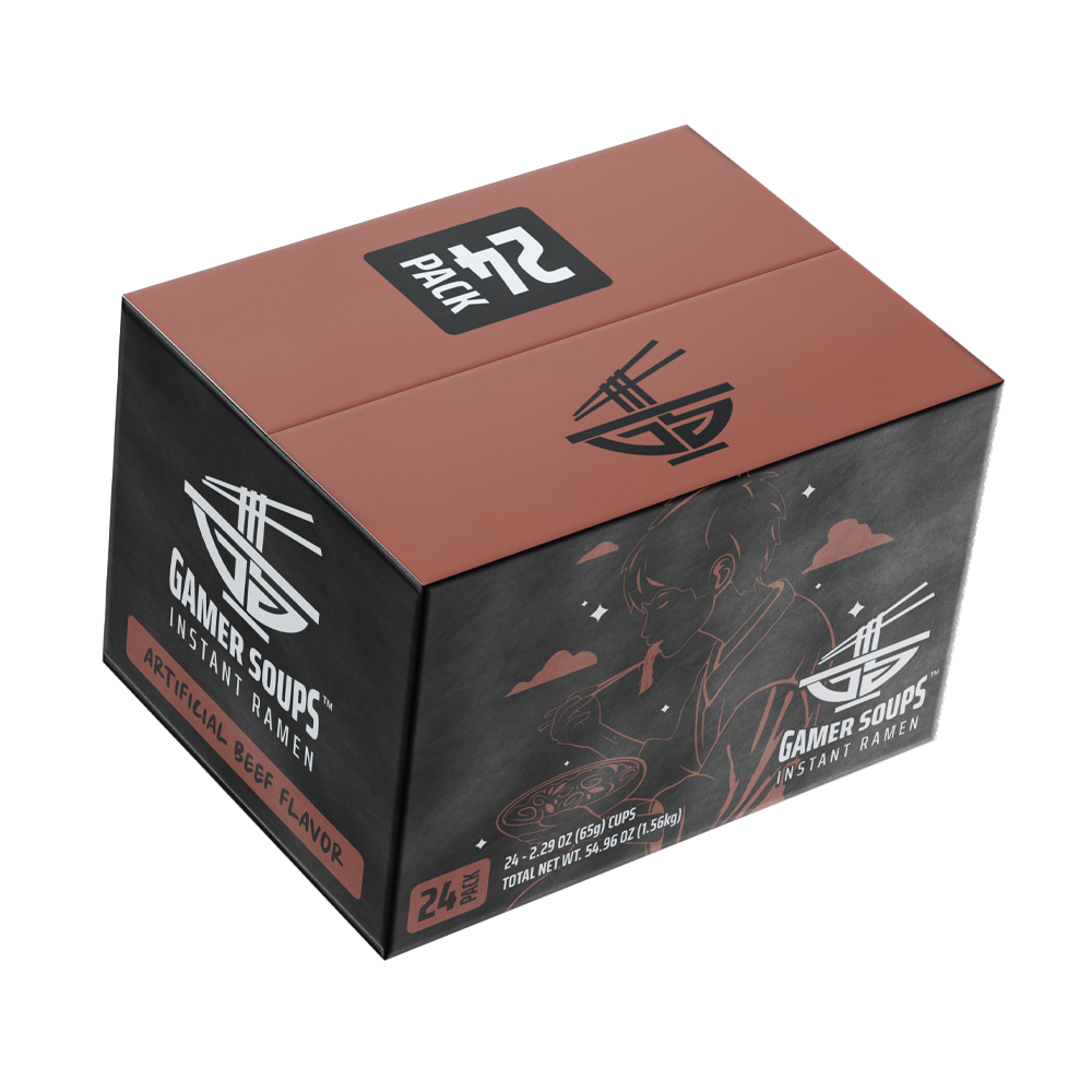 Gamer Soups Instant Noodles - Beef (24 Cup Box)