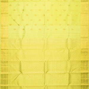 Pista Green Handloom Kanchipuram Silk Saree With Floral Motifs