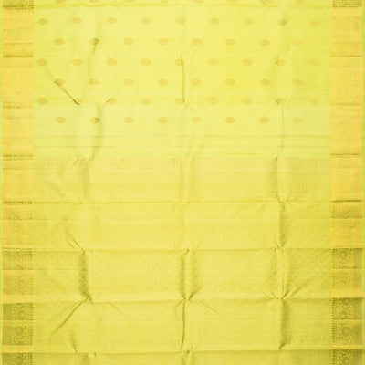 Pista Green Handloom Kanchipuram Silk Saree With Floral Motifs