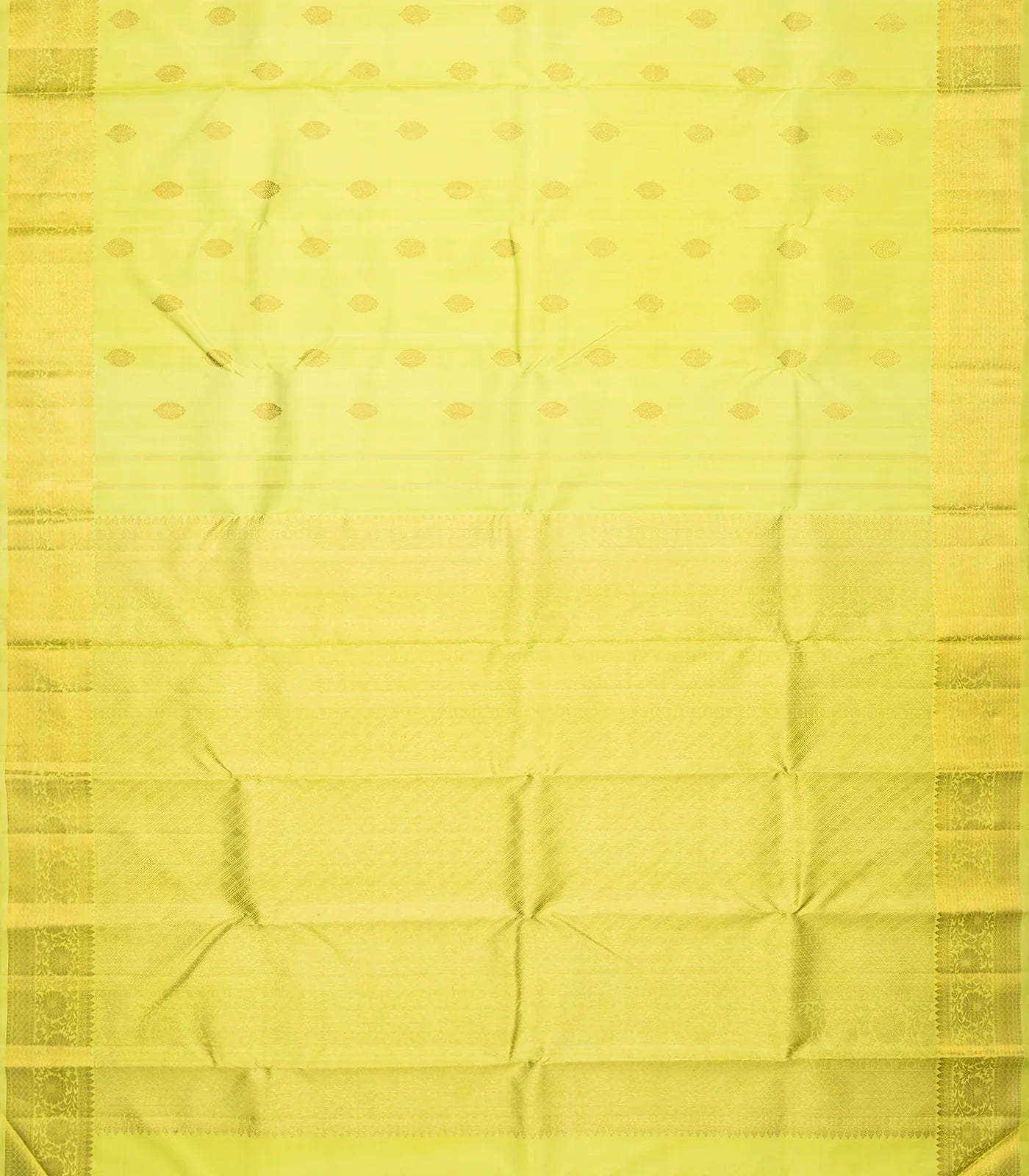 Pista Green Handloom Kanchipuram Silk Saree With Floral Motifs