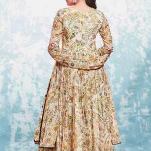 Beige Georgette Printed Suit Set | Fully Stitched & Ready to Wear