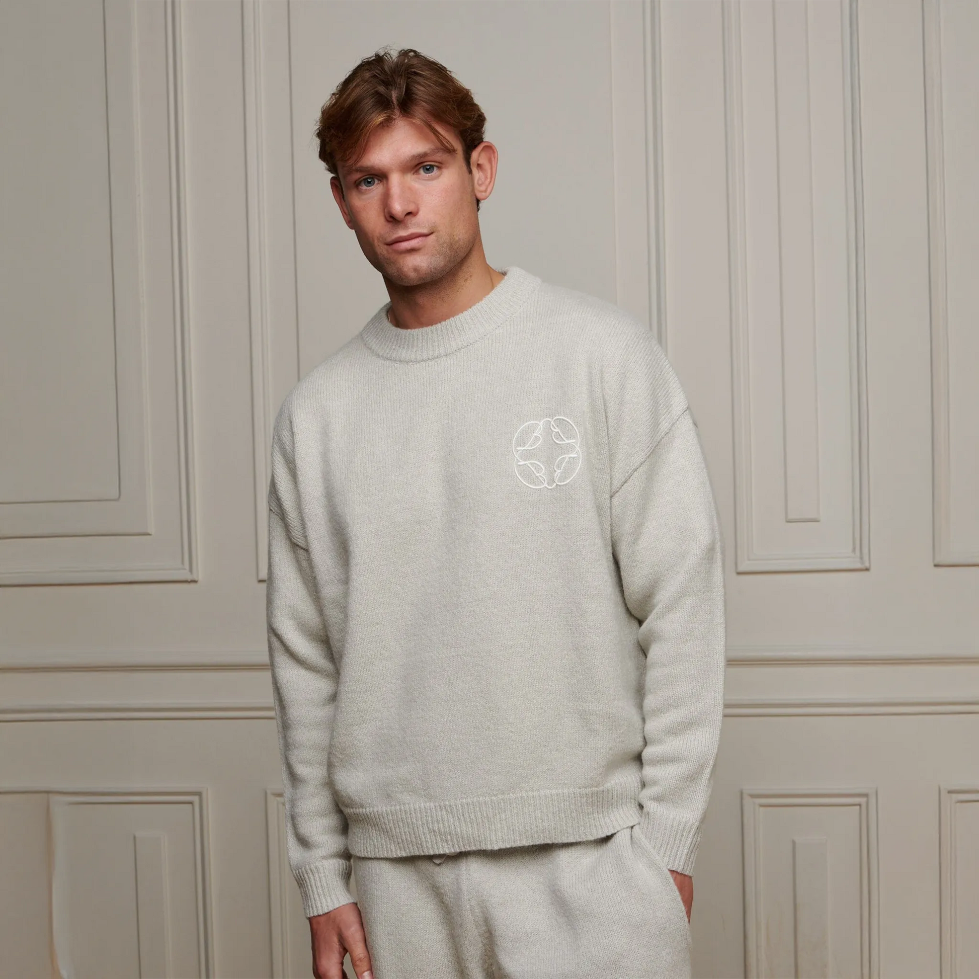 Belier Cropped Mohair Knit Grey Marl Sweatshirt