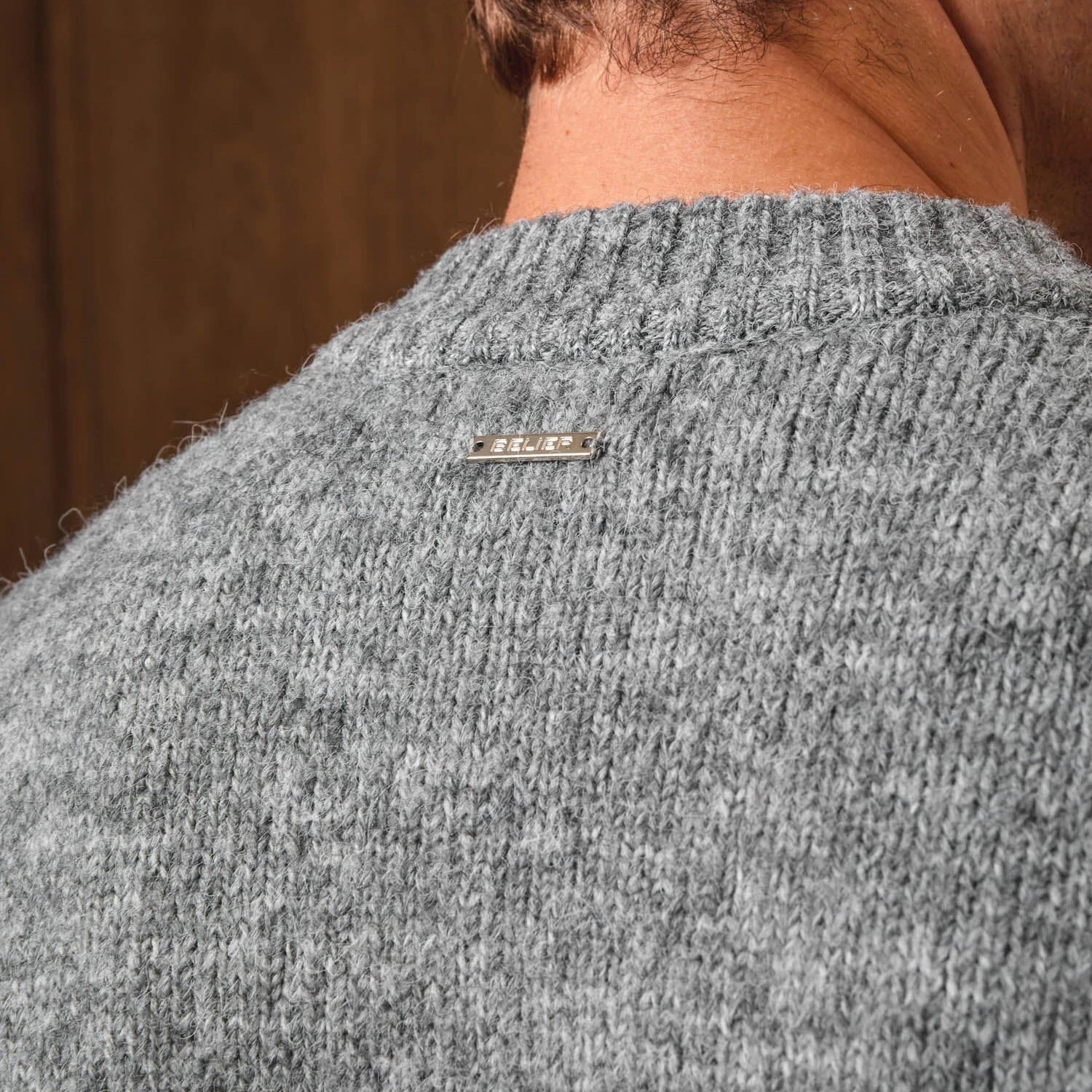 Belier Knitted Grey Bomber Jacket