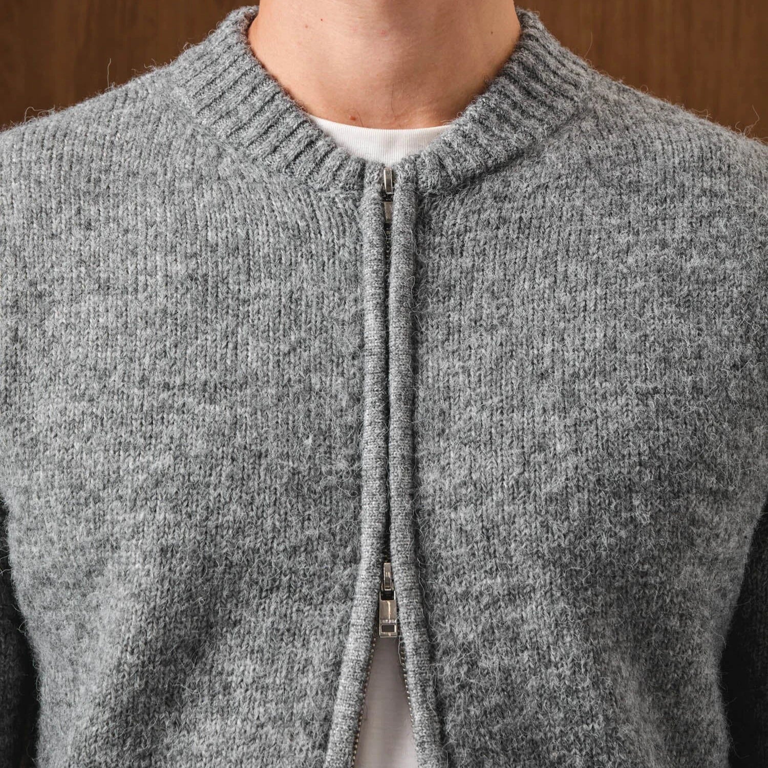 Belier Knitted Grey Bomber Jacket