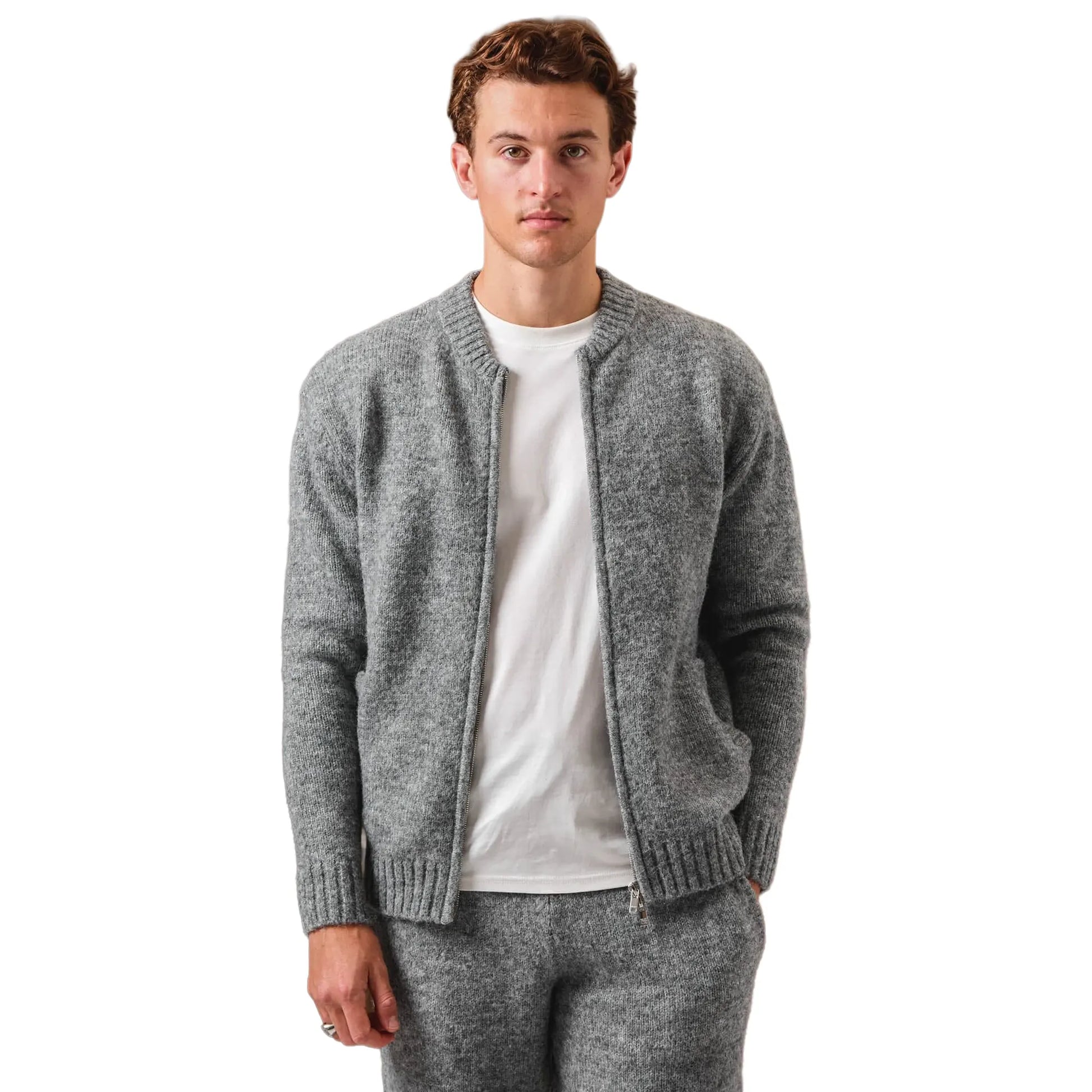 Belier Knitted Grey Bomber Jacket