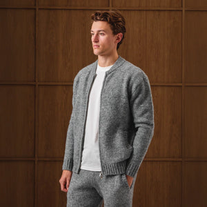 Belier Knitted Grey Bomber Jacket