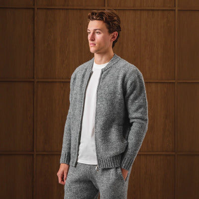 Belier Knitted Grey Bomber Jacket