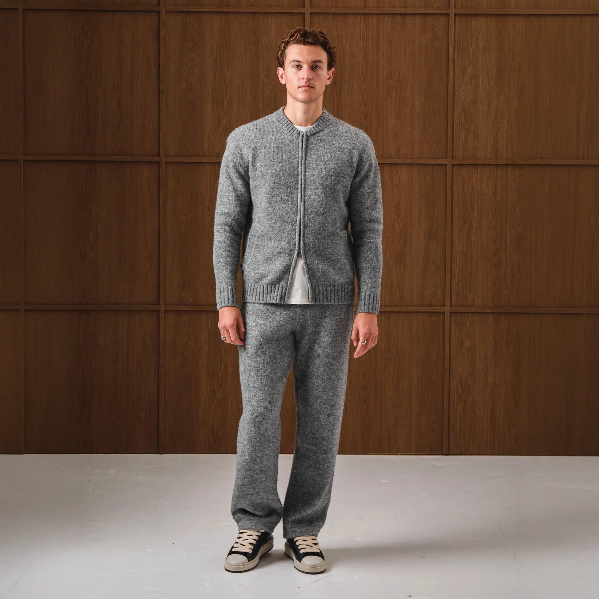 Belier Knitted Grey Bomber Jacket