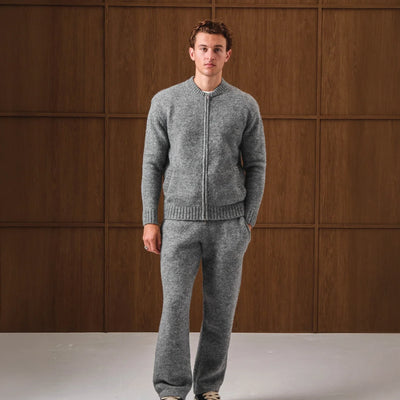 Belier Knitted Grey Bomber Jacket