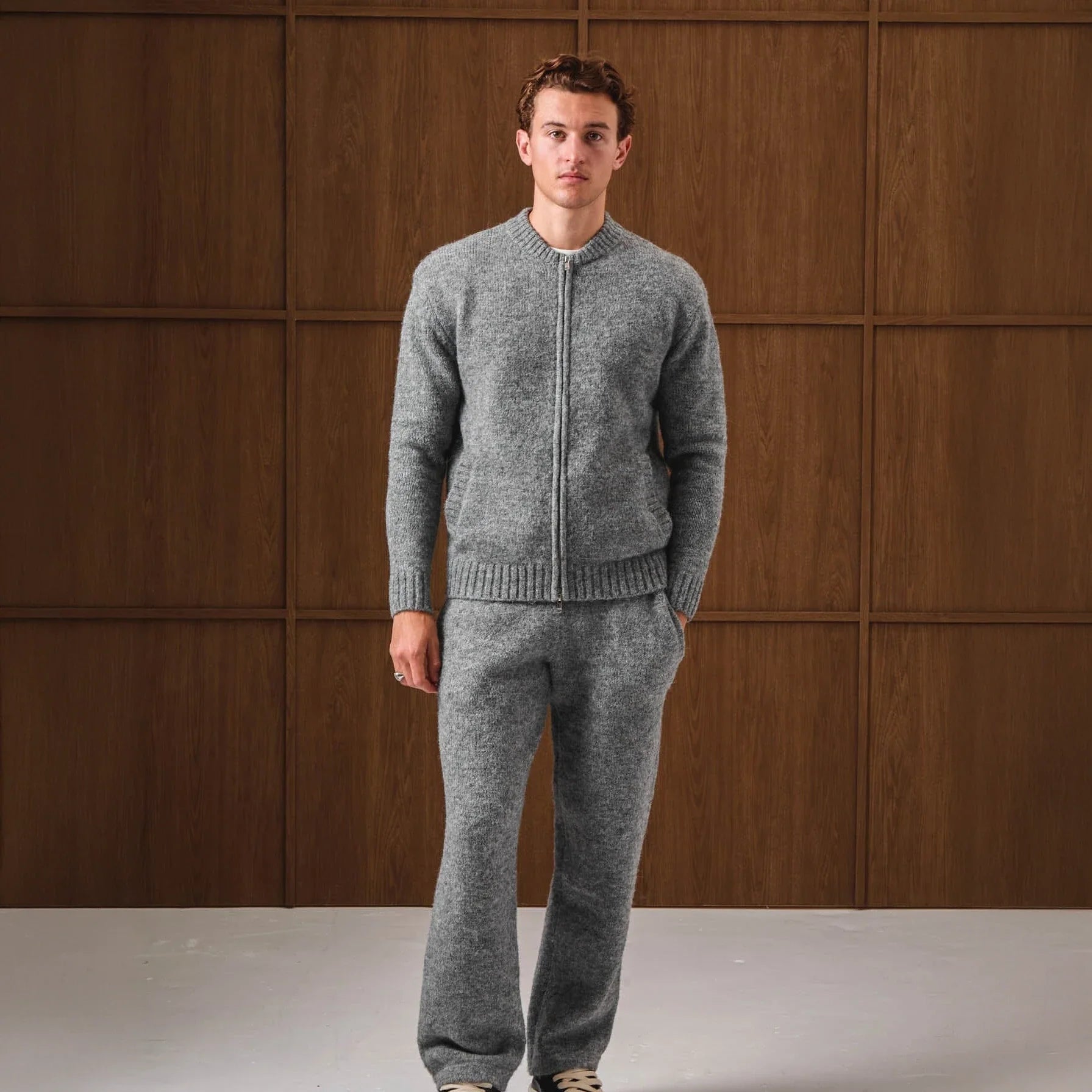 Belier Knitted Grey Bomber Jacket