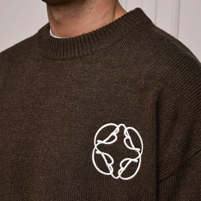 Belier Cropped Mohair Knit Brown Sweatshirt
