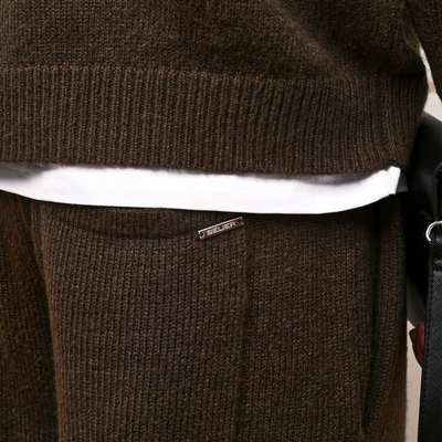 Belier Cropped Mohair Knit Brown Sweatshirt