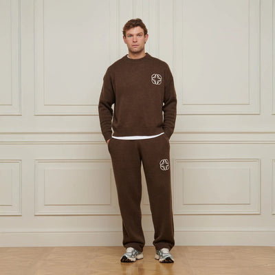Belier Cropped Mohair Knit Brown Sweatshirt