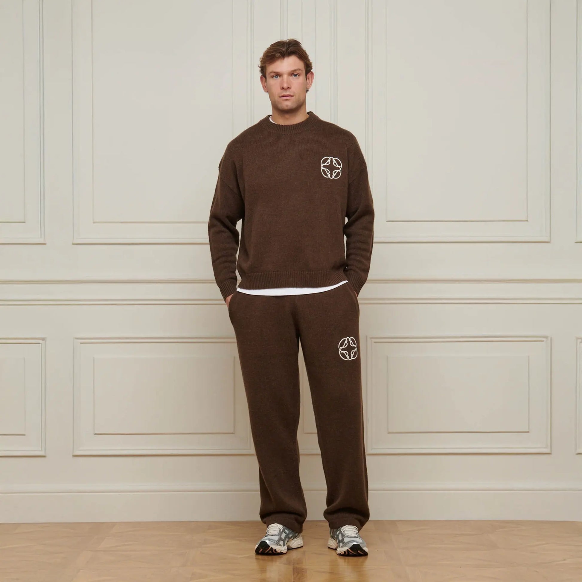 Belier Cropped Mohair Knit Brown Sweatshirt