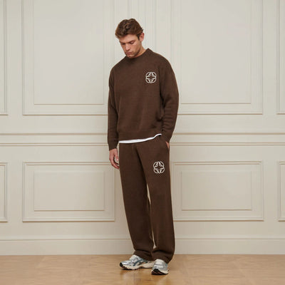 Belier Cropped Mohair Knit Brown Sweatshirt