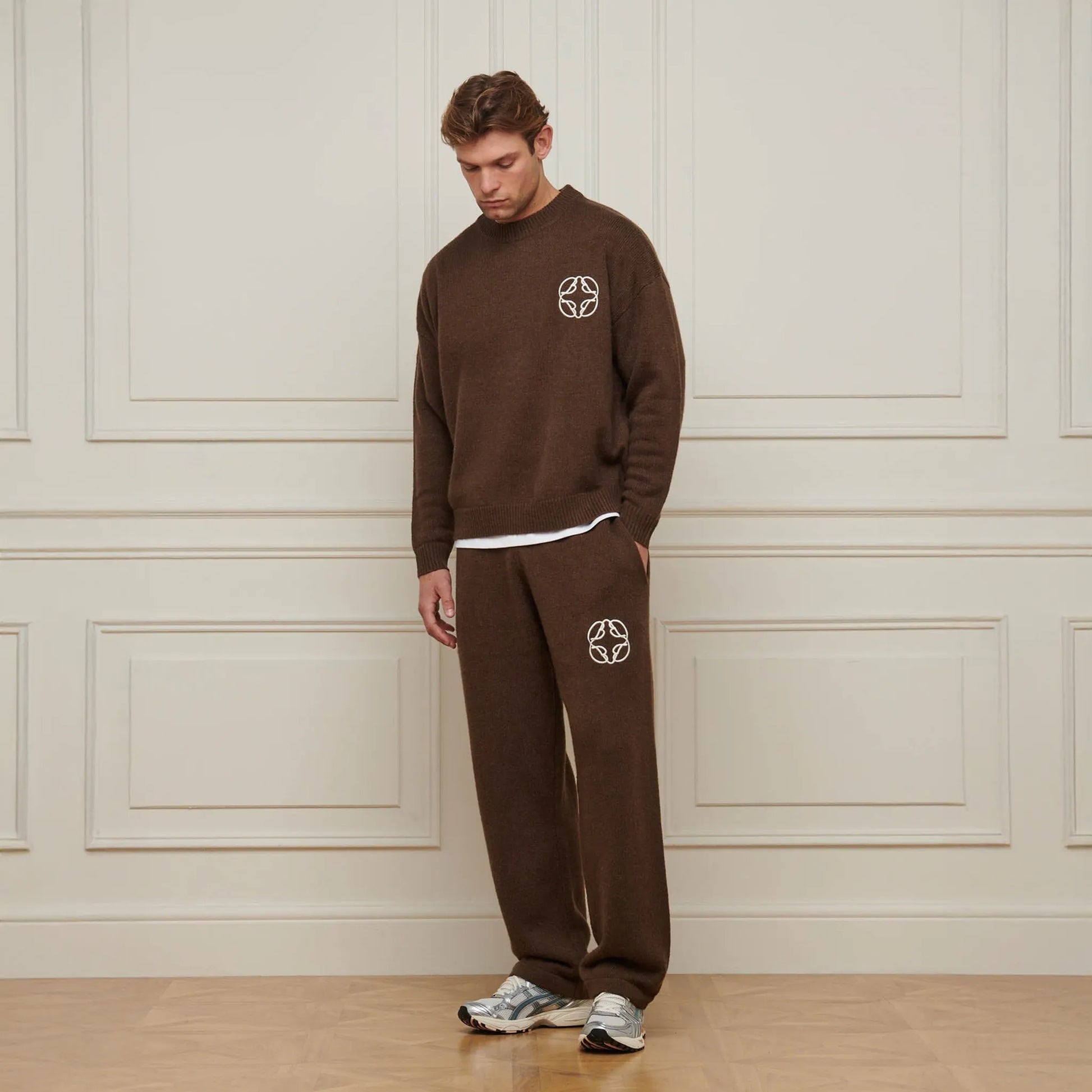Belier Cropped Mohair Knit Brown Sweatshirt