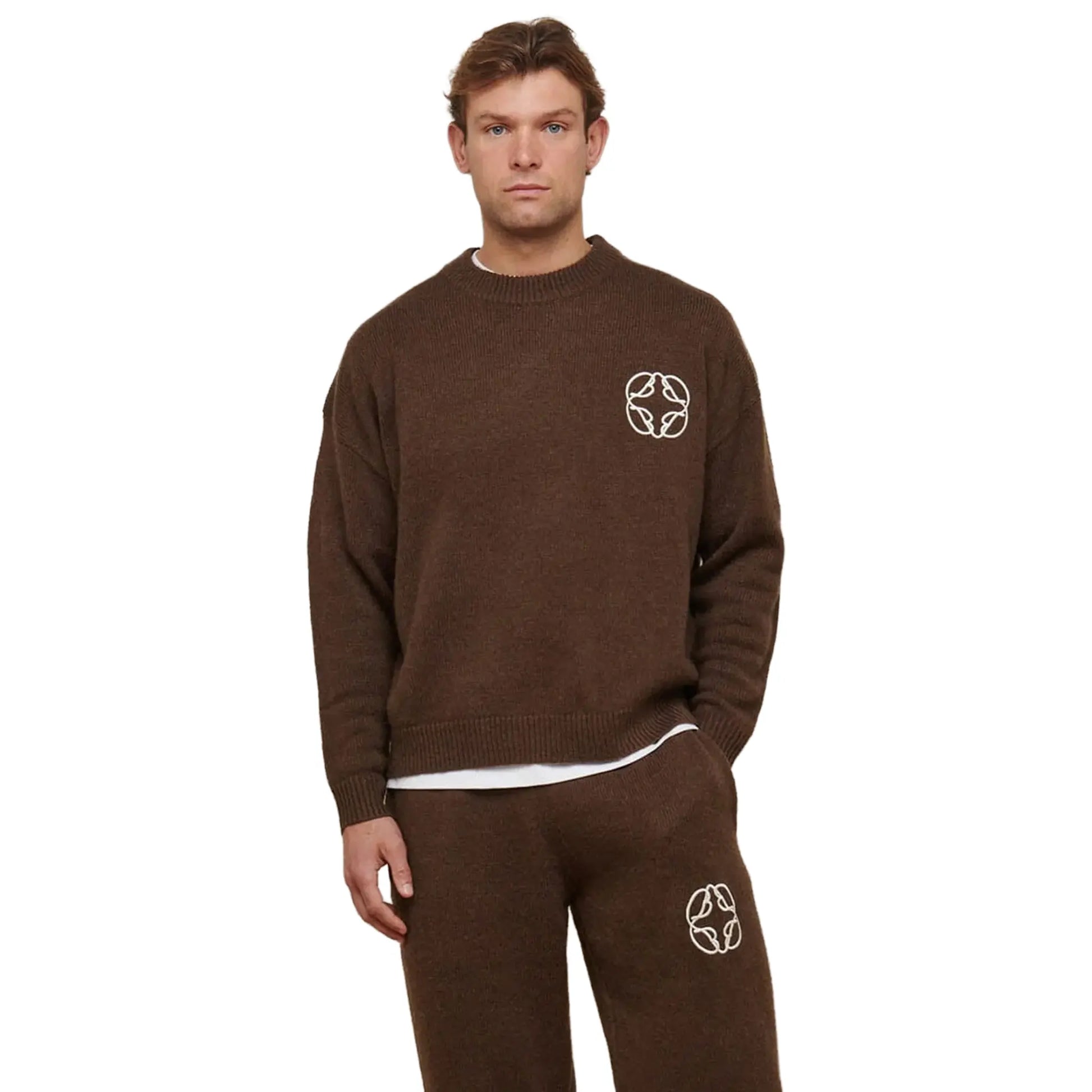 Belier Cropped Mohair Knit Brown Sweatshirt
