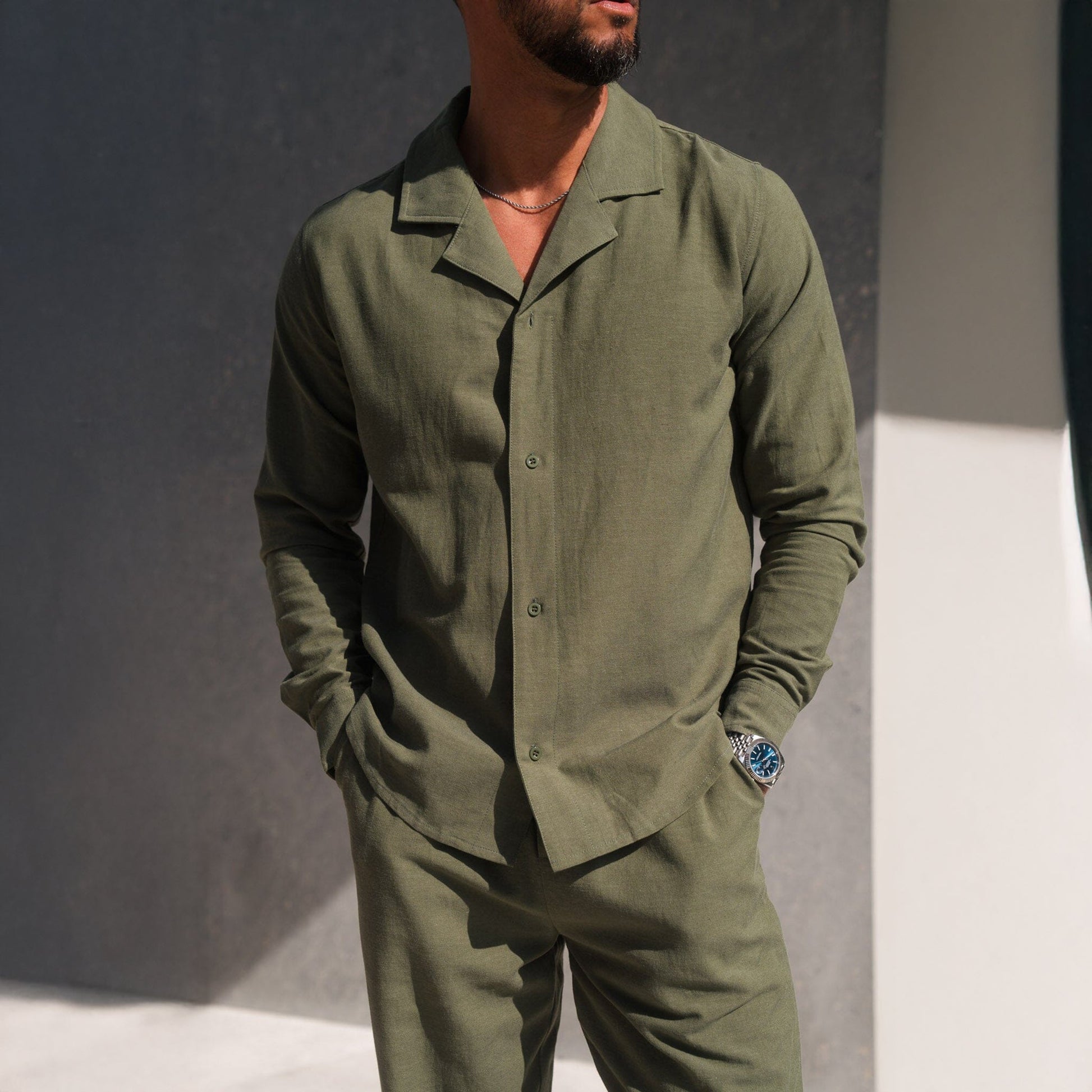 Belier Olive Linen L/S Shirt
