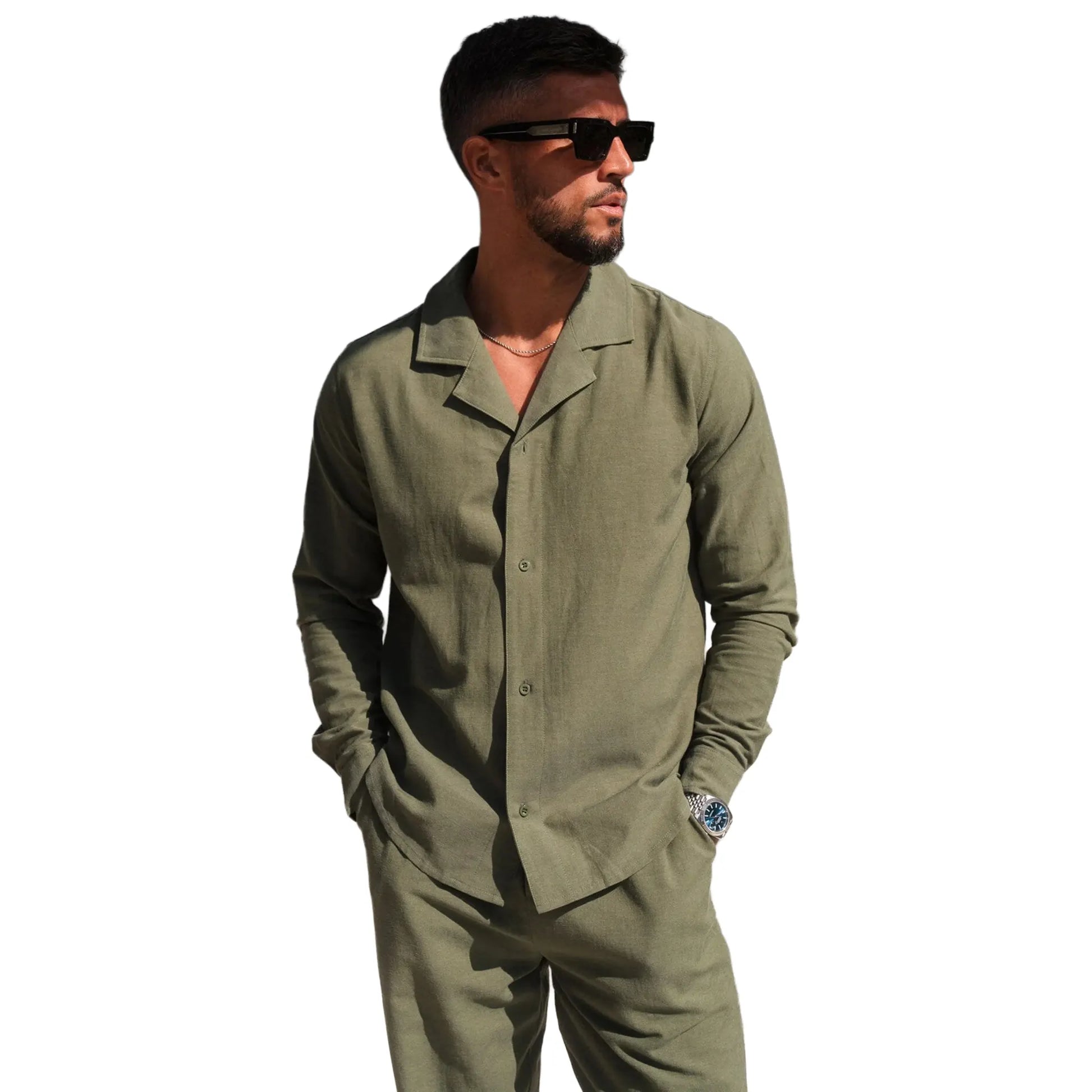 Belier Olive Linen L/S Shirt