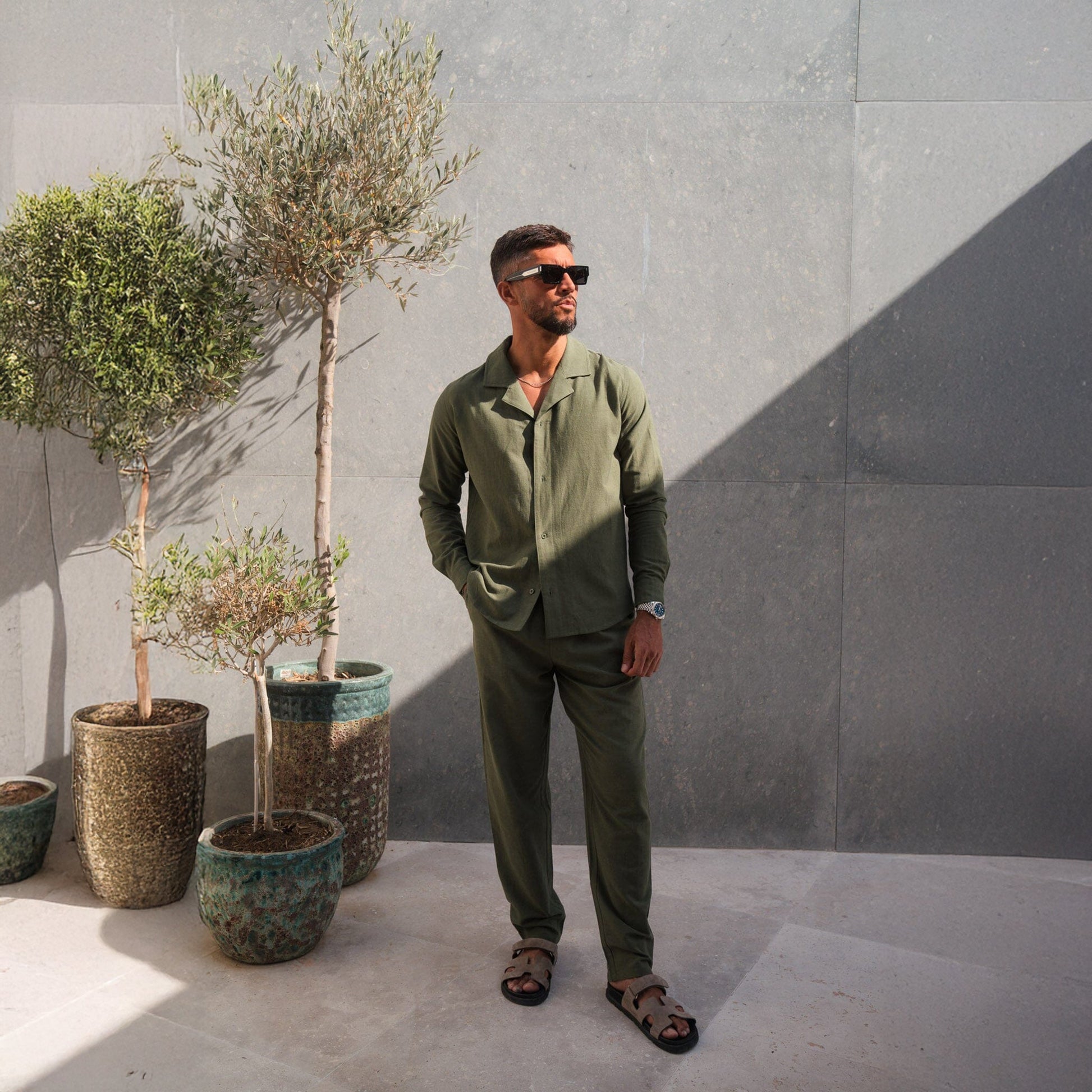 Belier Olive Linen L/S Shirt