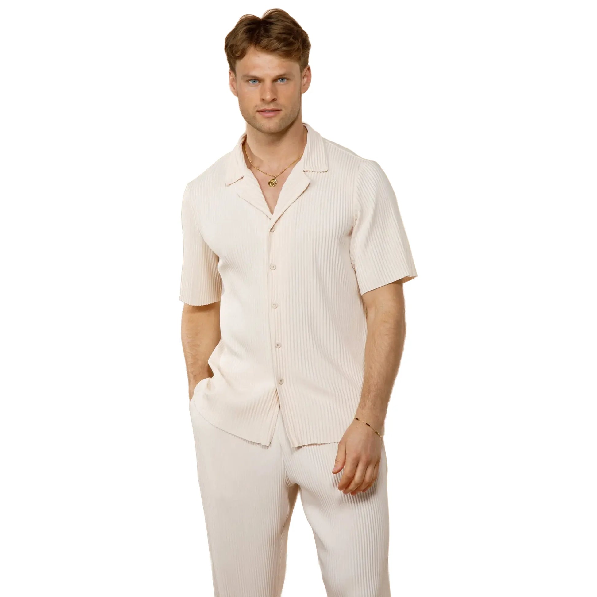 Belier Pleated Resort S/S Ecru Shirt