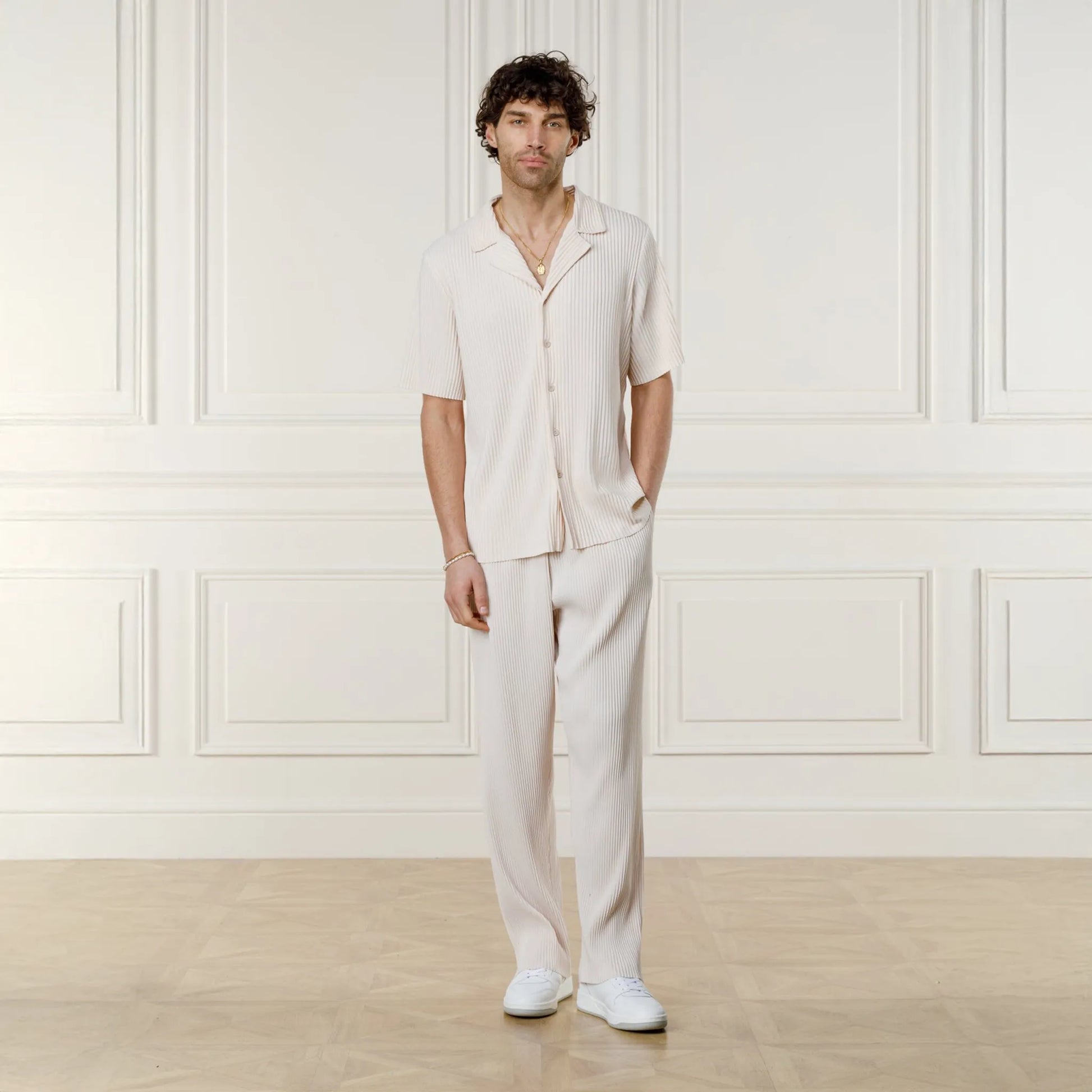 Belier Pleated Resort S/S Ecru Shirt