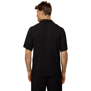 Belier Pleated Short Sleeve Black Resort Shirt